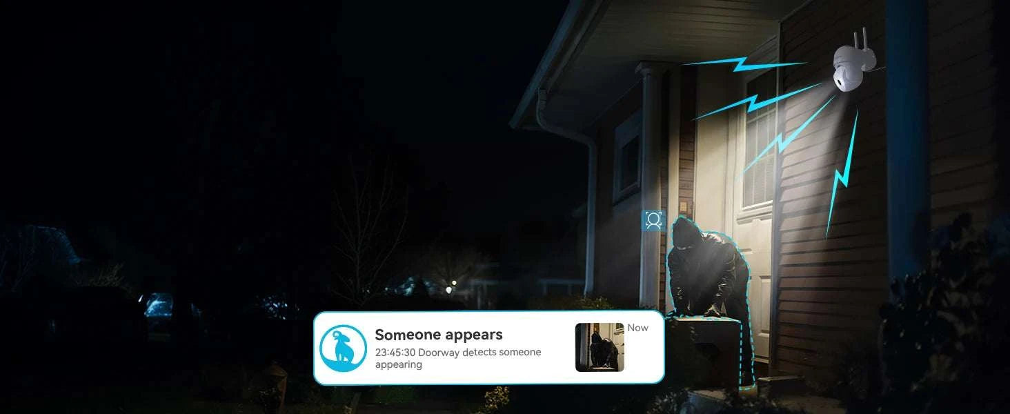 2K Outdoor Security Camera 360° PTZ with Color Night Vision-EU Plug