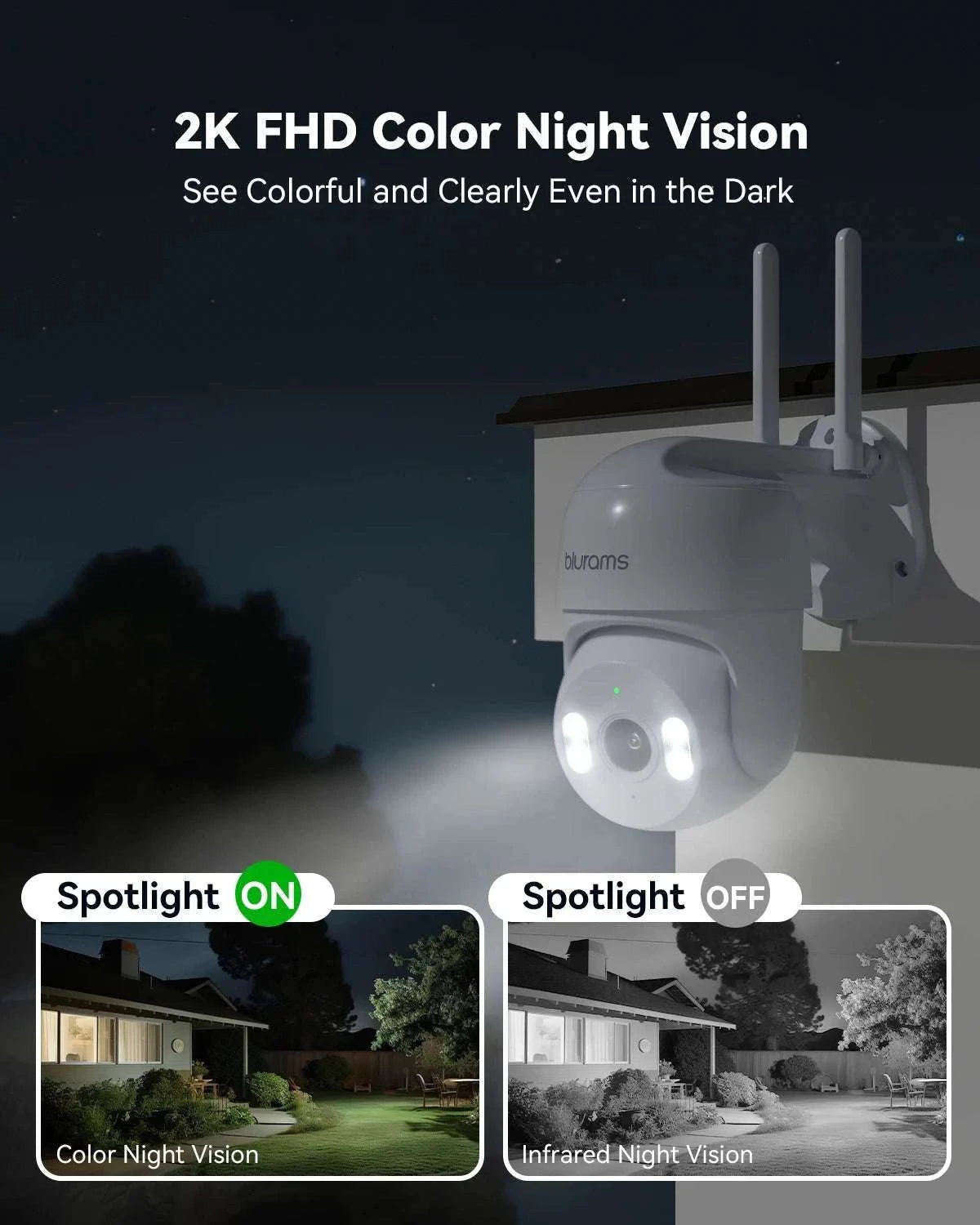 2K Outdoor Security Camera 360° PTZ with Color Night Vision-EU Plug