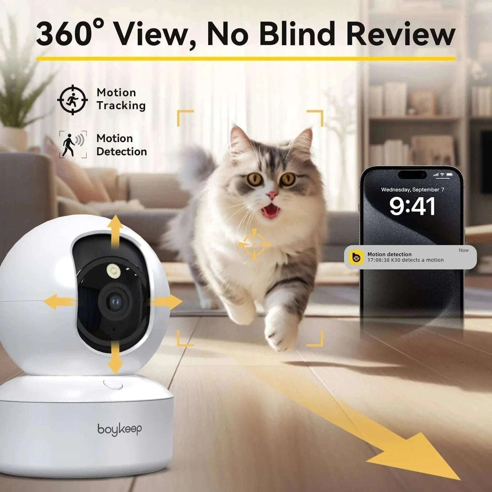 2K Smart WiFi Indoor Security Camera 360° PTZ Night Vision-USB / GERMANY