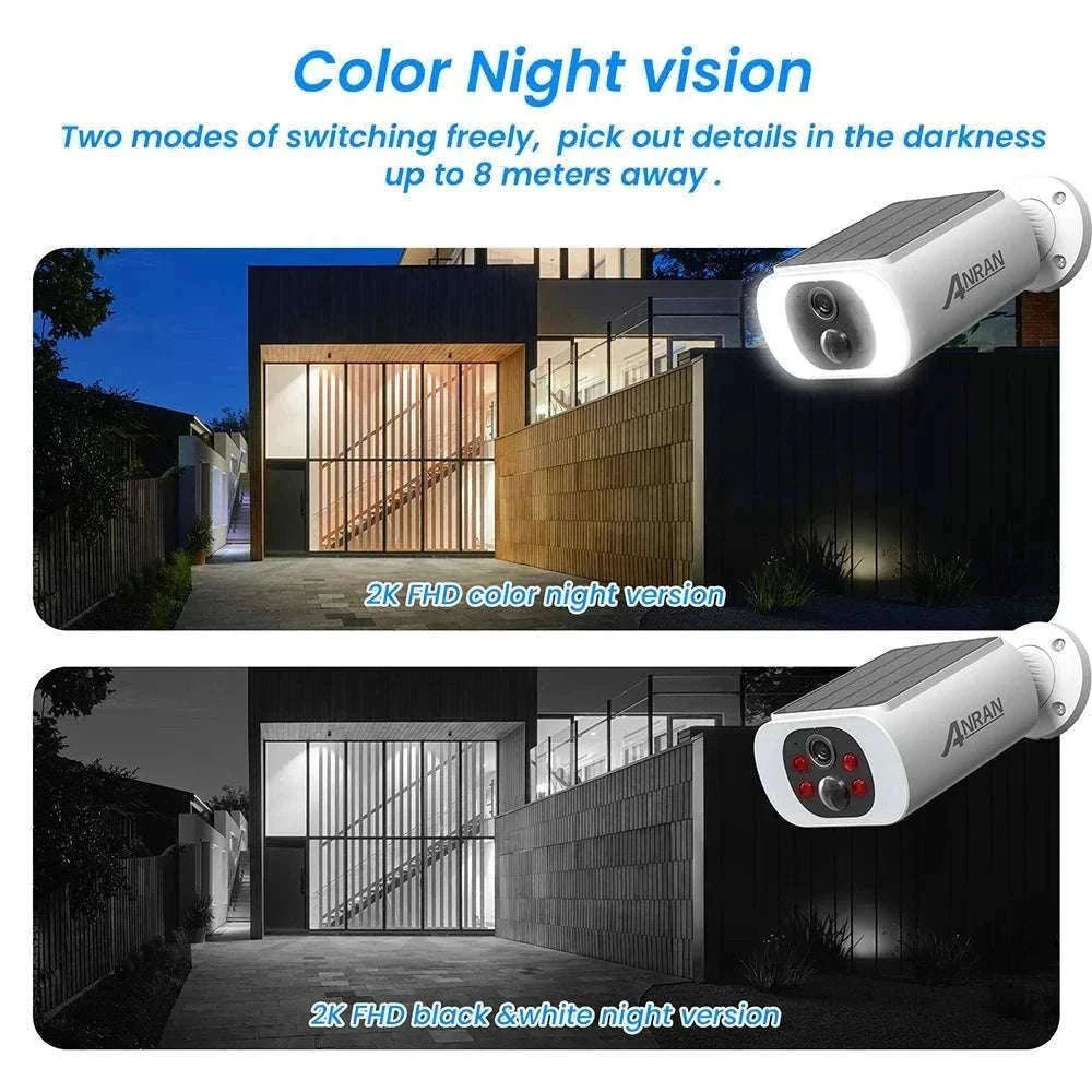 2K Solar Security Camera Wireless Outdoor with Night Vision & Audio-1PC 2K Solar Camera / China Mainland