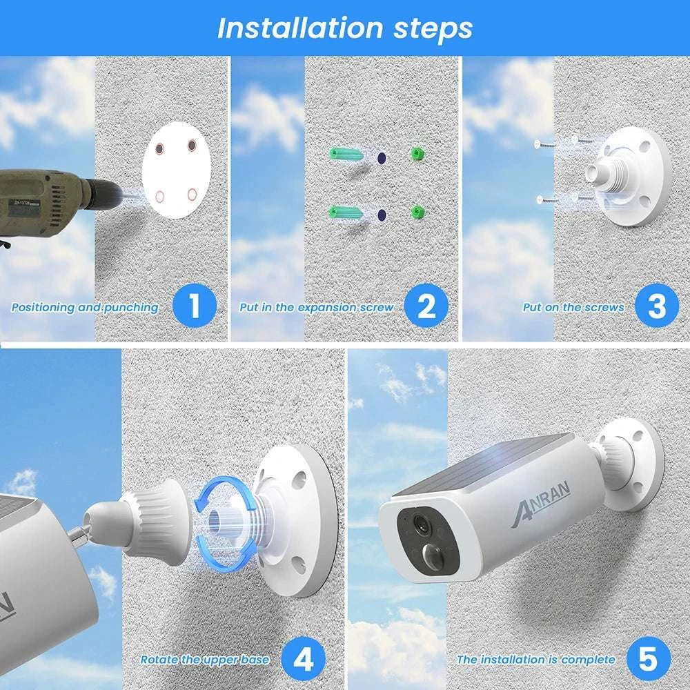 2K Solar Security Camera Wireless Outdoor with Night Vision & Audio-1PC 2K Solar Camera / China Mainland