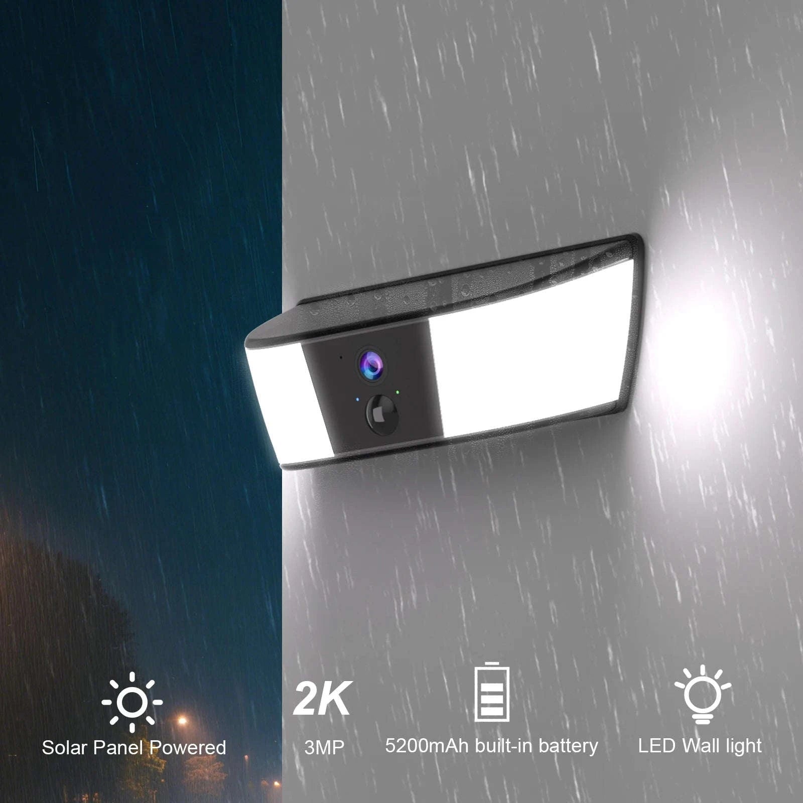 2K Solar Wall Light Camera with Color Night Vision and Human Detection-1PC Camera / spain