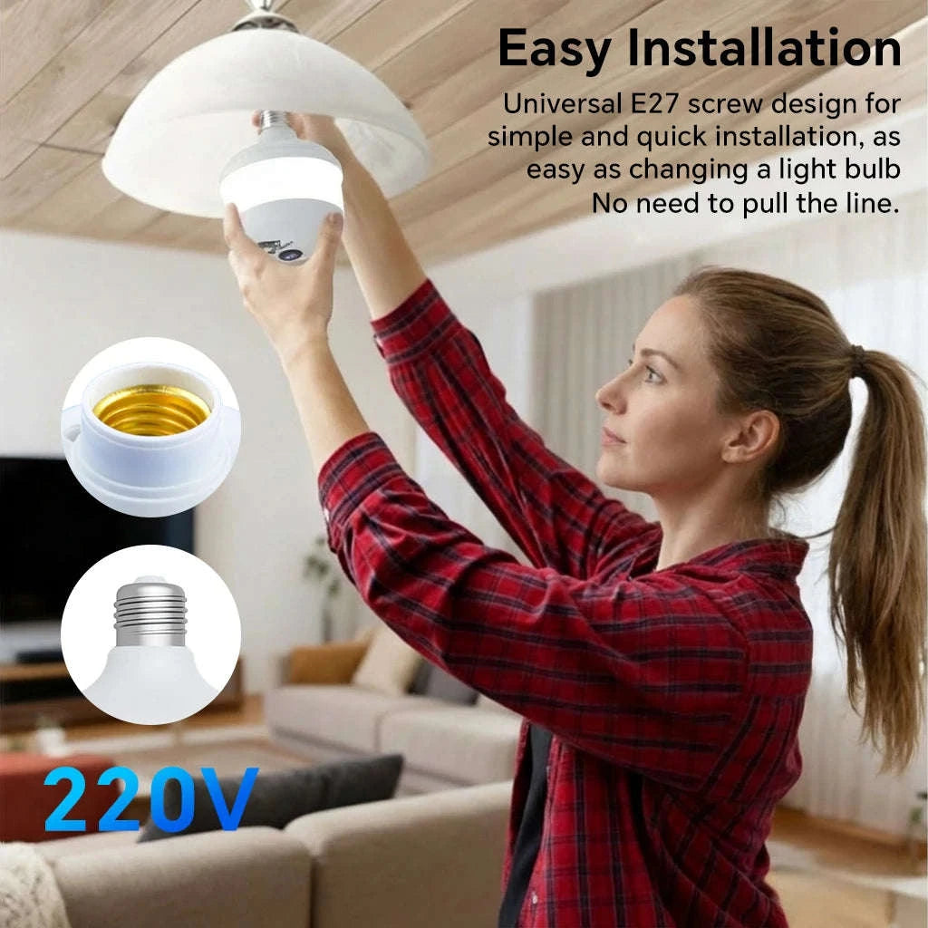 2K WiFi Bulb Camera with 360° Panoramic Night Vision-D8-WIFI-add 128GB / No plug
