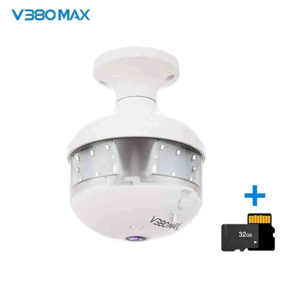 2K WiFi Bulb Camera with 360° Panoramic Night Vision-D8-WIFI-add 128GB / No plug