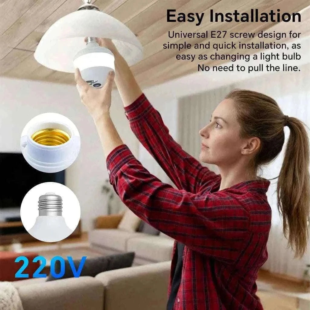 2K WiFi Bulb Camera with 360° Panoramic Night Vision-D8-WIFI-add 128GB / No plug