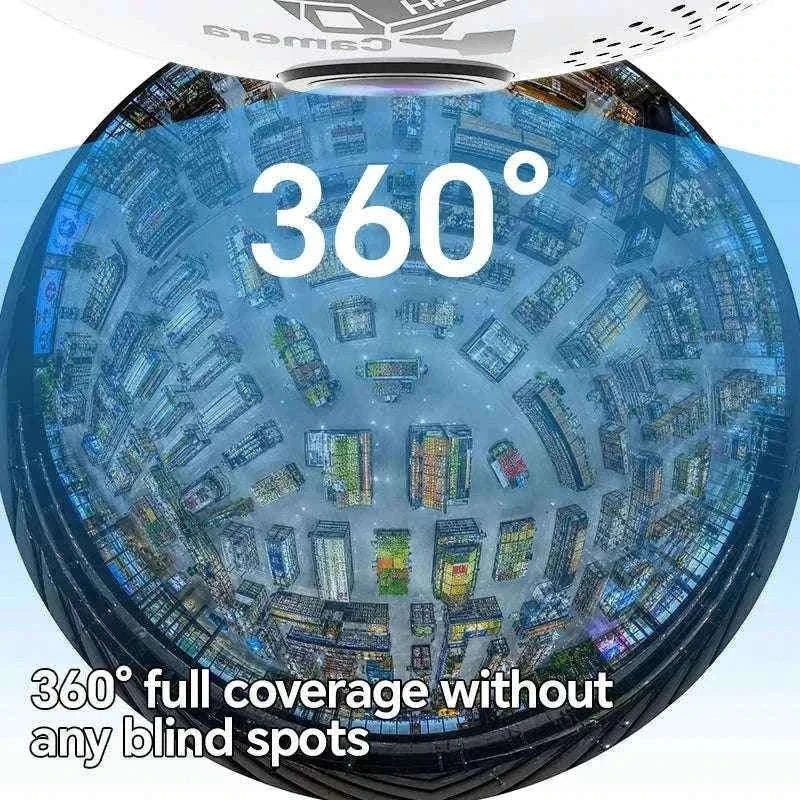 2K WiFi Bulb Camera with 360° Panoramic Night Vision-D8-WIFI-add 128GB / No plug
