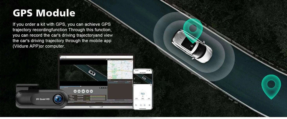 2K WiFi Dash Cam with Night Vision and GPS Support-Only S40 Dashcam / 64G