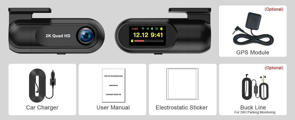 2K WiFi Dash Cam with Night Vision and GPS Support-Only S40 Dashcam / 64G