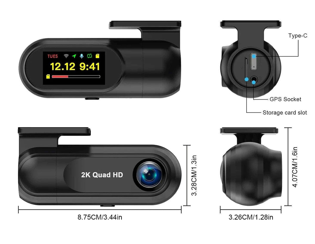 2K WiFi Dash Cam with Night Vision and GPS Support-Only S40 Dashcam / 64G