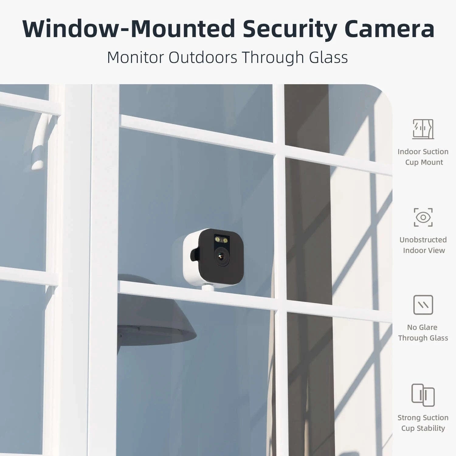 2K Window Security Camera No-Drill with Motion Detection & Night Vision-Window Cam-1pcs