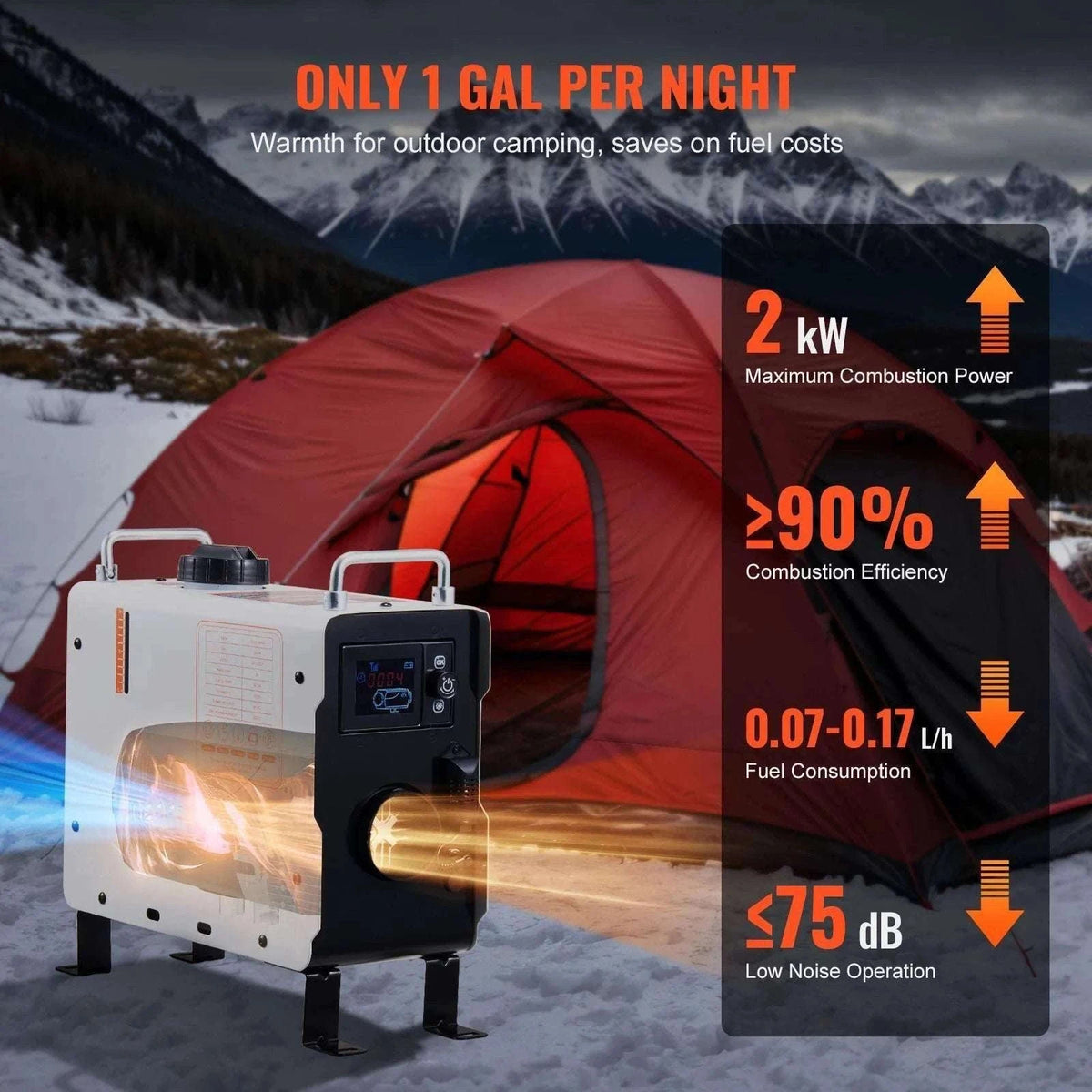 2KW Diesel Air Heater 12V/24V with Remote, CO Alarm & Display-