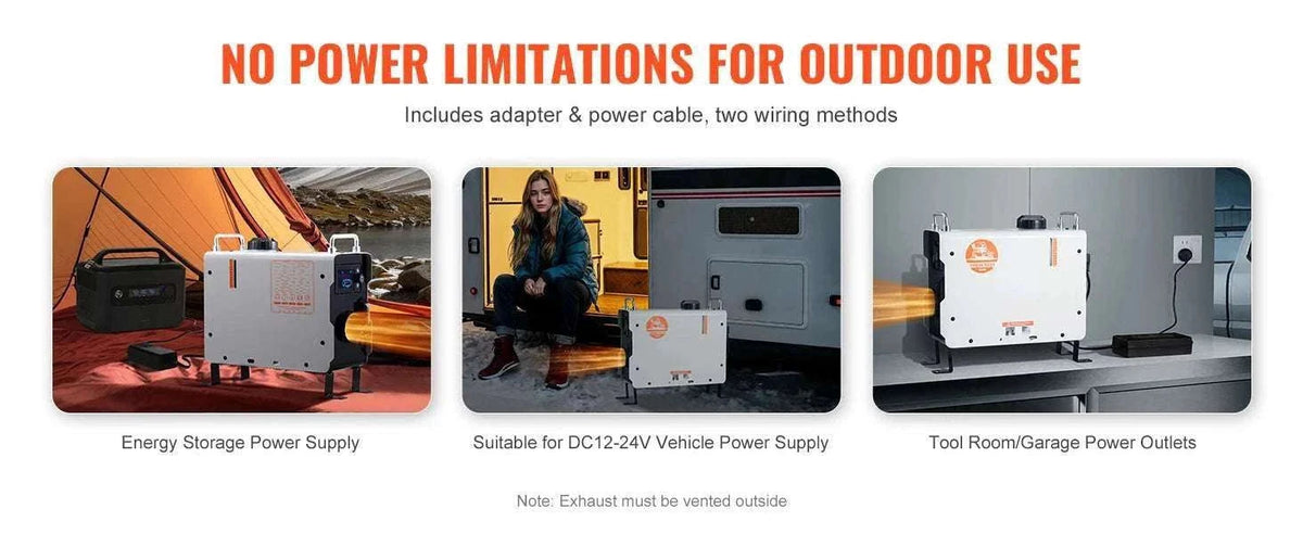 2KW Diesel Air Heater 12V/24V with Remote, CO Alarm & Display-