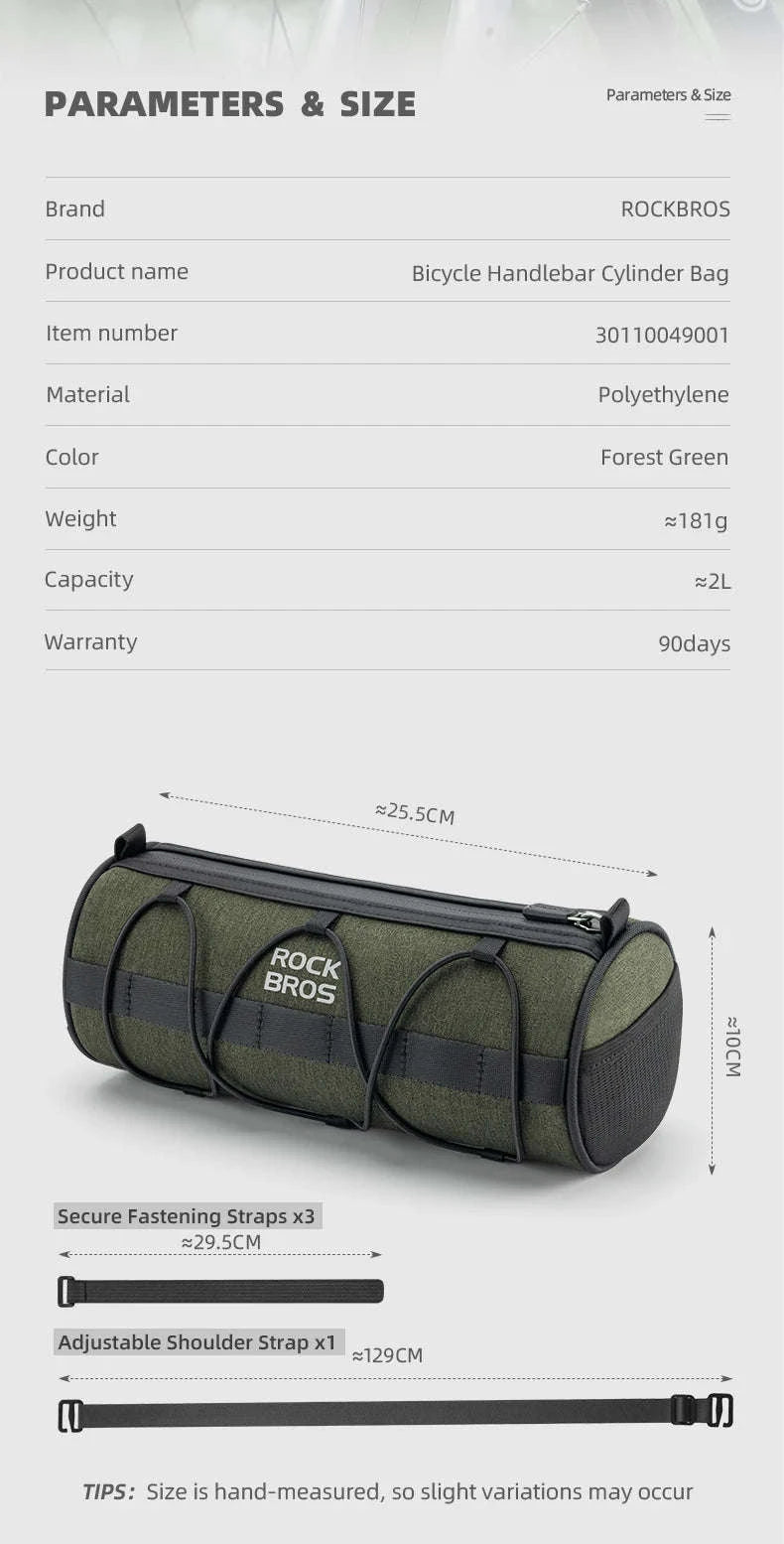 2L Bicycle Handlebar Bag with Shoulder Strap & 3-Point Mount-W009 / About 2L