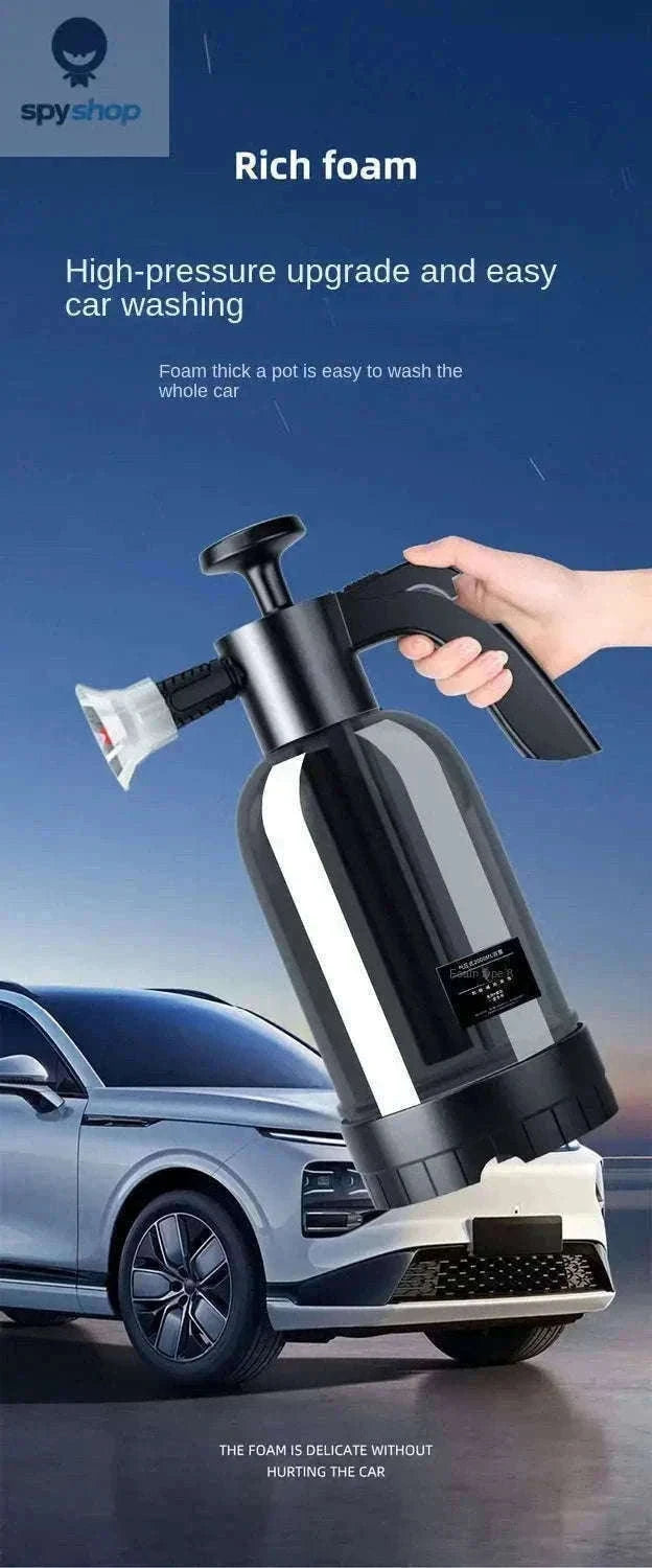 2L Hand Pump Foam Sprayer with 3 Nozzles for Car Care-black