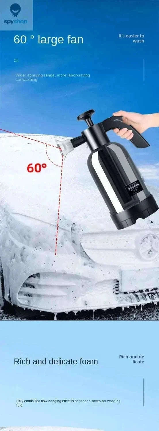 2L Hand Pump Foam Sprayer with 3 Nozzles for Car Care-black