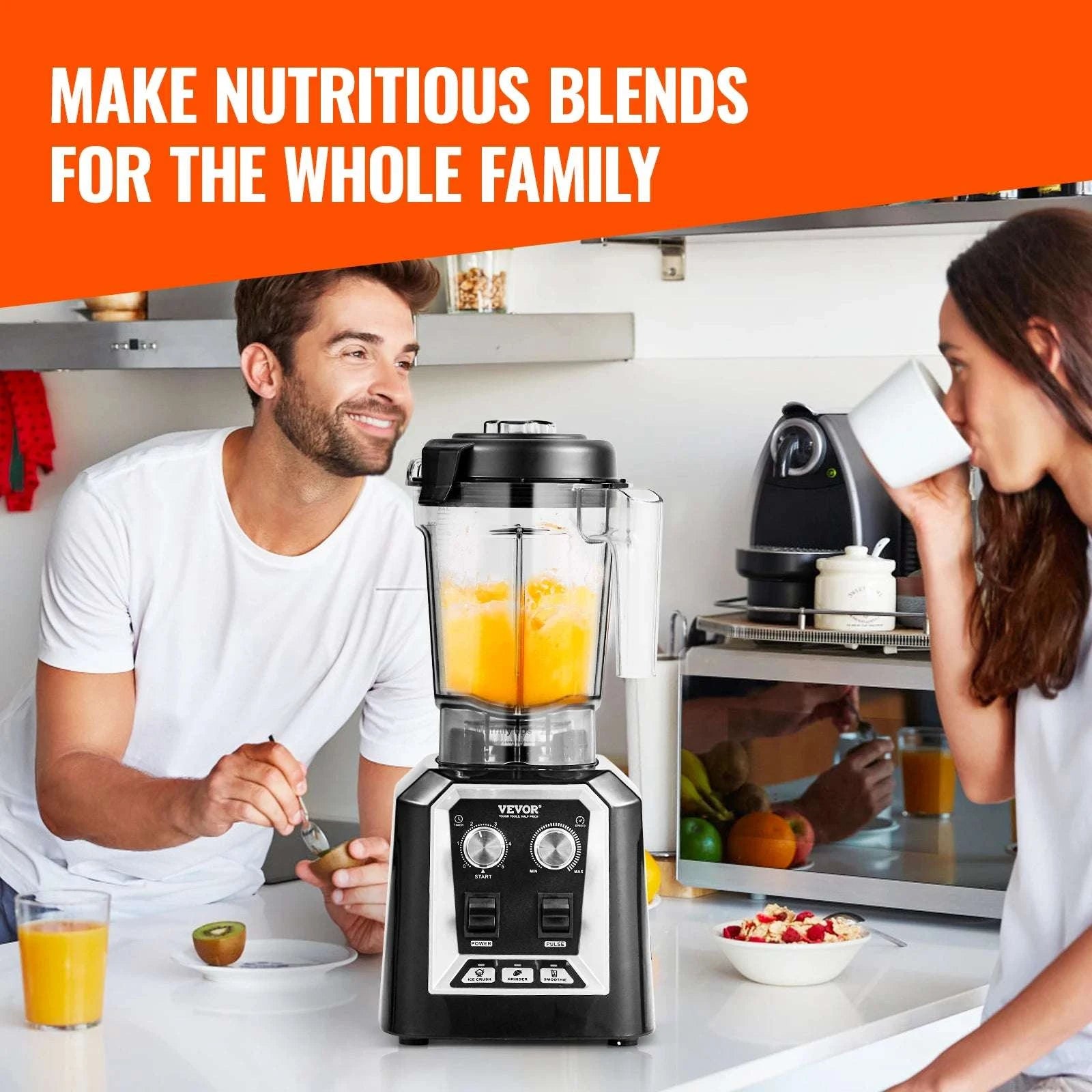 2L Professional Smoothie Blender 2200W High Power Countertop Mixer-WHITE / United States