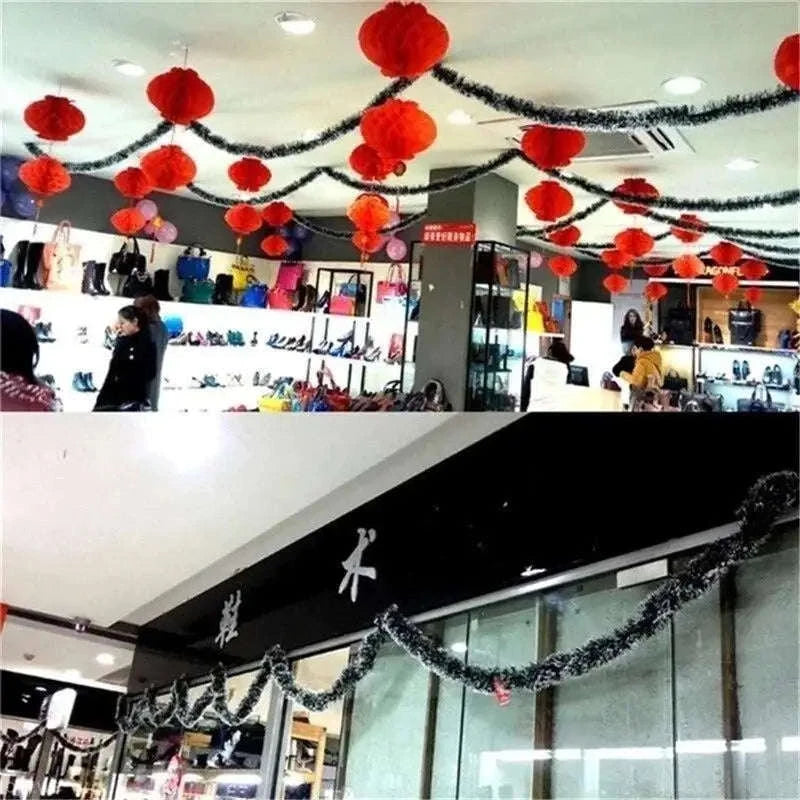 2m Dark Green Christmas Ribbon Garland Decoration-D