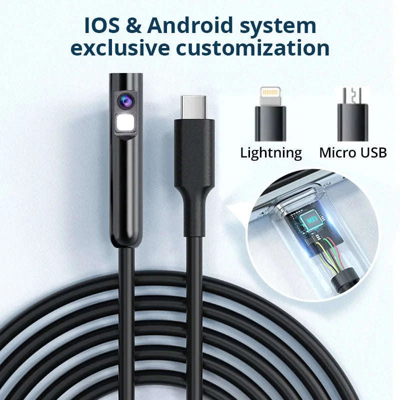 2MP Endoscope Camera 8mm for iPhone and Android, Dual Lens-Single Lens / United States / 1m