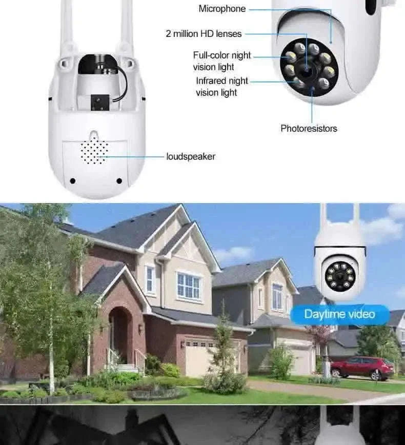2MP Outdoor WiFi Security Camera with Color Night Vision & 2-Way Audio-US Plug
