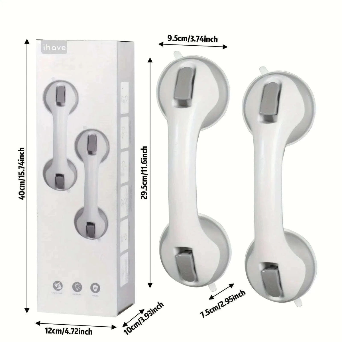2pcs 12'' Shower Grab Bar-Gary / China Mainland