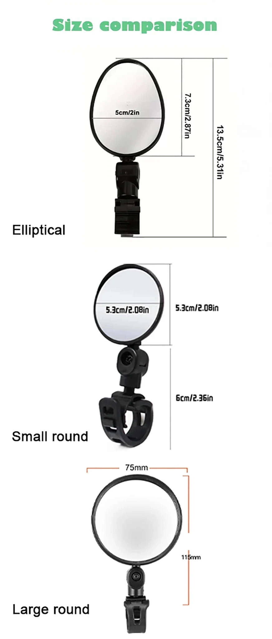 2PCS 360° Bicycle Rearview Mirror Set-2 Pcs 5.7 cm