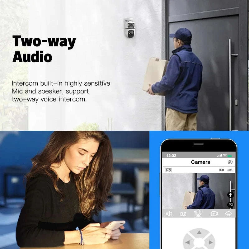 2PCS 3MP WiFi Pan Tilt Outdoor Security Cameras with Night Vision-WiFi NO Card 2PCS / United States