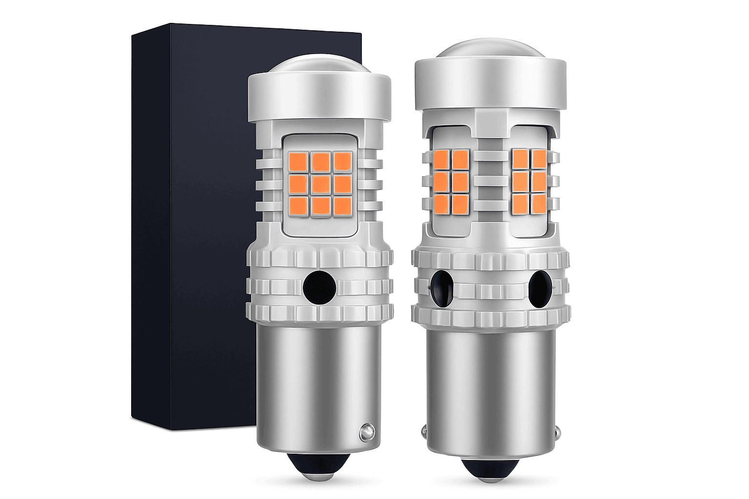 2pcs Amber LED Turn Signal Bulbs 12V 1156 BA15S-1156 BAU15S PY21W