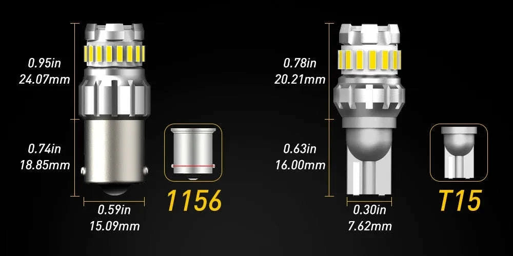 2pcs Canbus LED Bulb 1200LM 12V White 6500K-T15 / China Mainland / 6500K