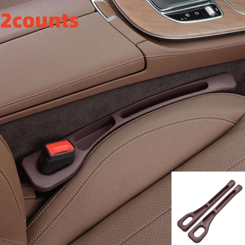 2PCS Car Seat Gap Filler with Storage Grooves-Brown / United States