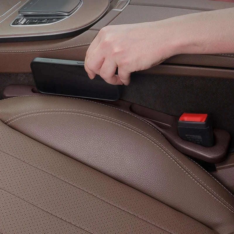 2PCS Car Seat Gap Filler with Storage Grooves-Brown / United States
