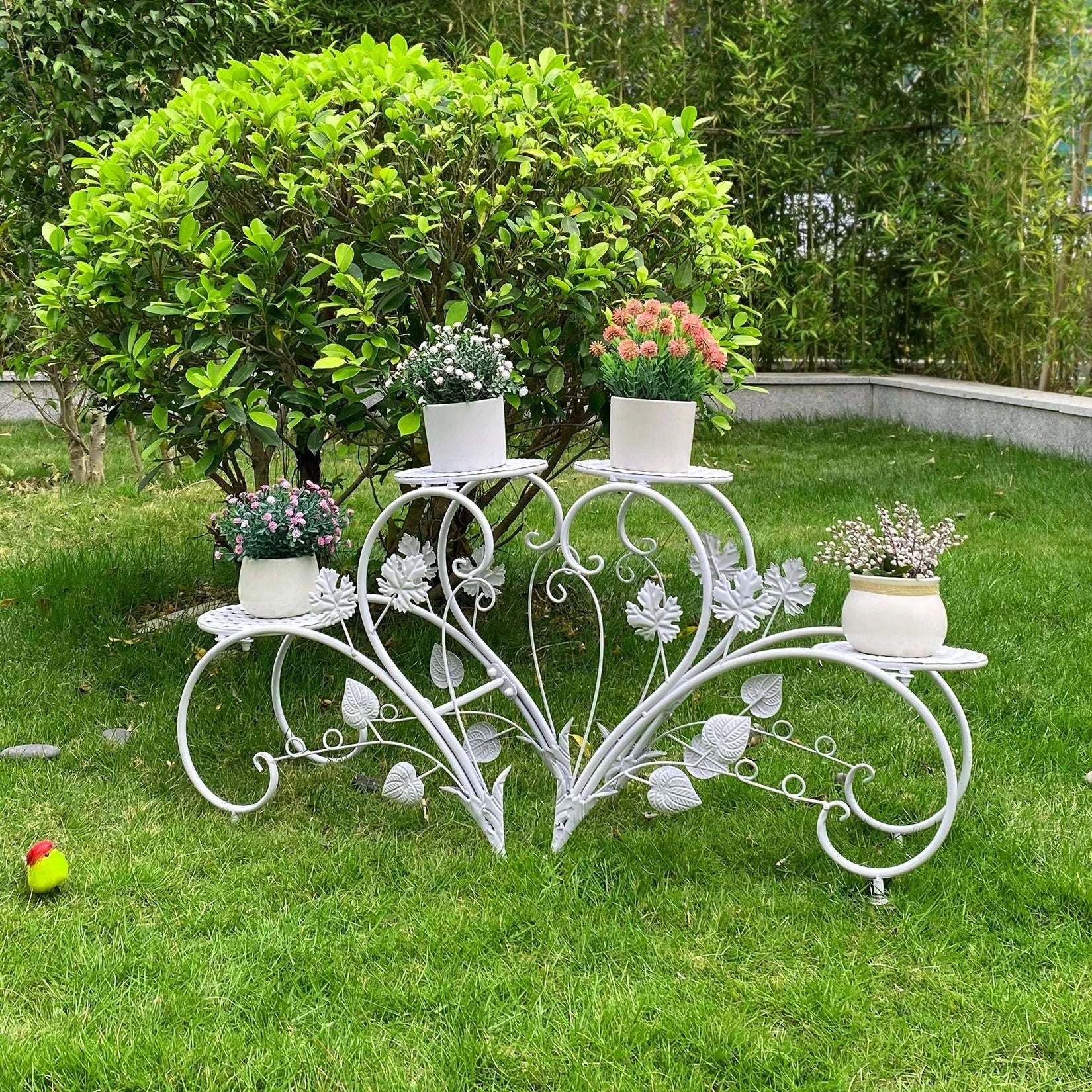 2PCS Classic Tall Plant Stand Art Flower Pot Holder Rack-black / United States