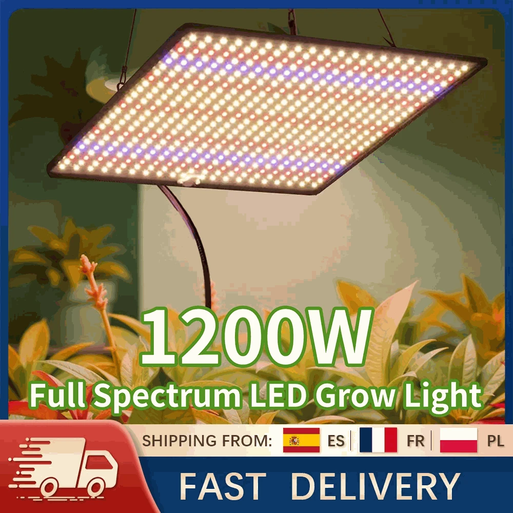 2PCS Full Spectrum LED Grow Lights 1200W Quantum Boards 1x1ft-2pcs / EU / 1200W|france