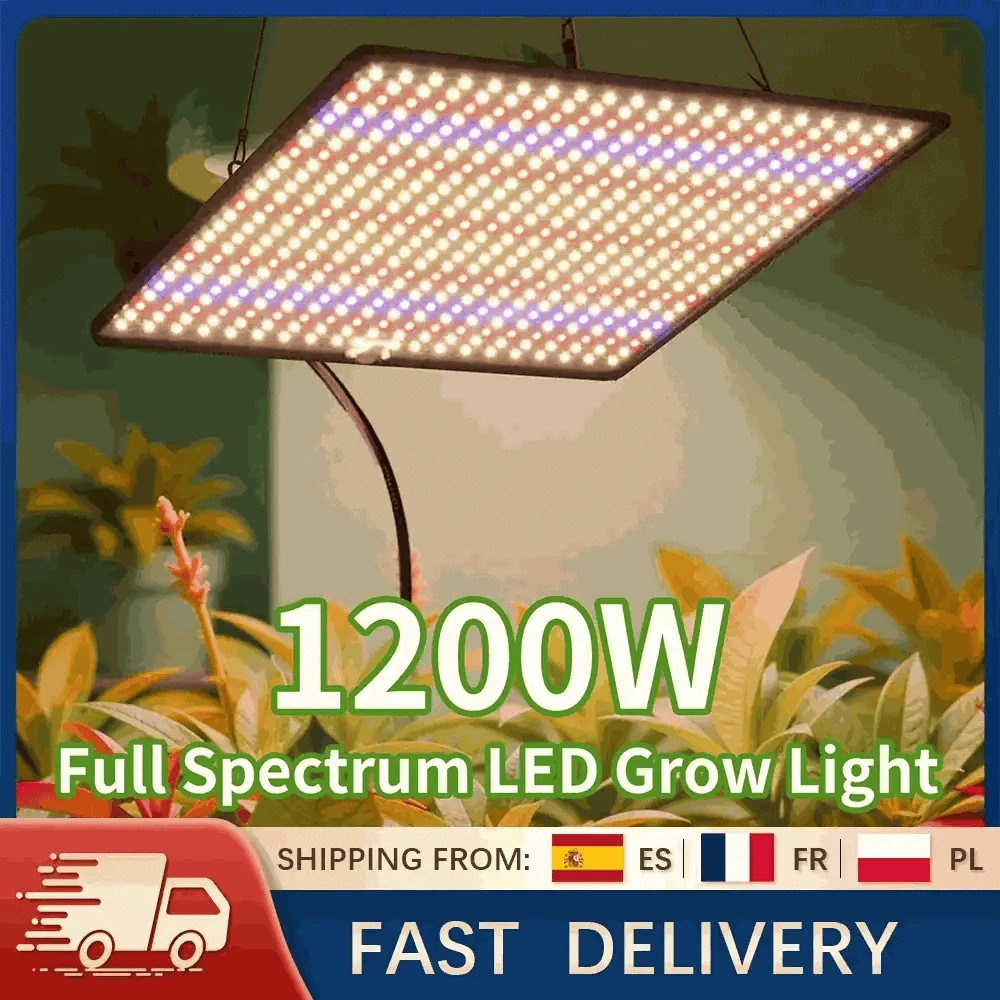 2PCS Full Spectrum LED Grow Lights 1200W Quantum Boards 1x1ft-2pcs / EU / 1200W|france