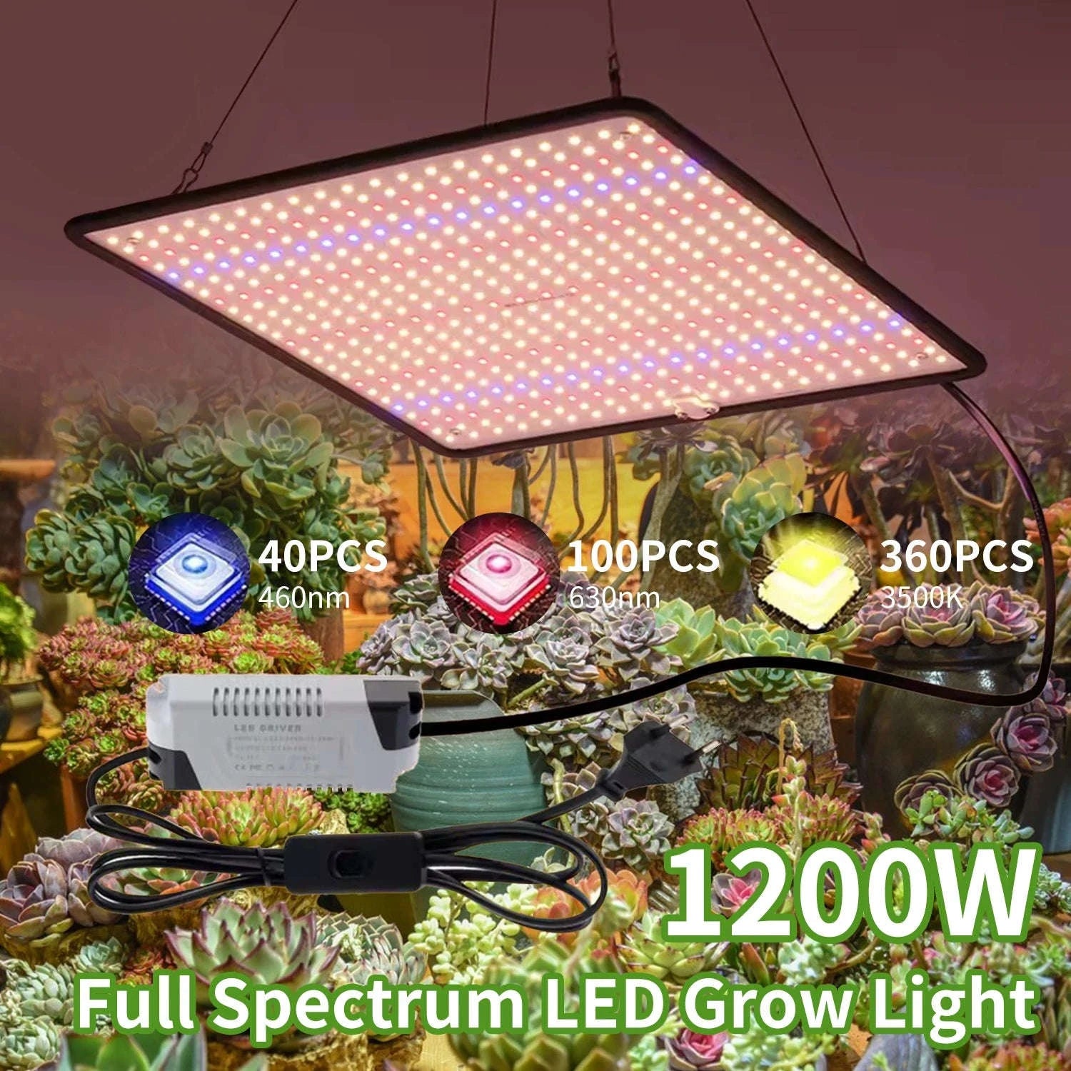 2PCS Full Spectrum LED Grow Lights 1200W Quantum Boards 1x1ft-2pcs / EU / 1200W|france