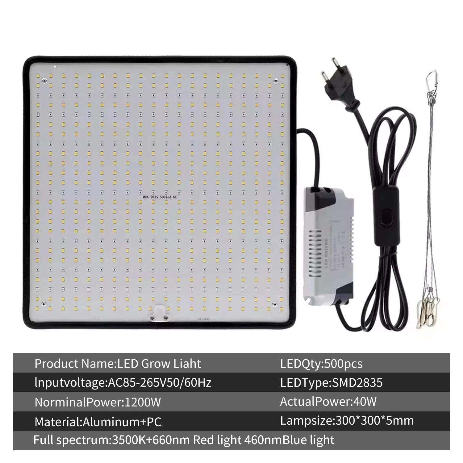 2PCS Full Spectrum LED Grow Lights 1200W Quantum Boards 1x1ft-2pcs / EU / 1200W|france