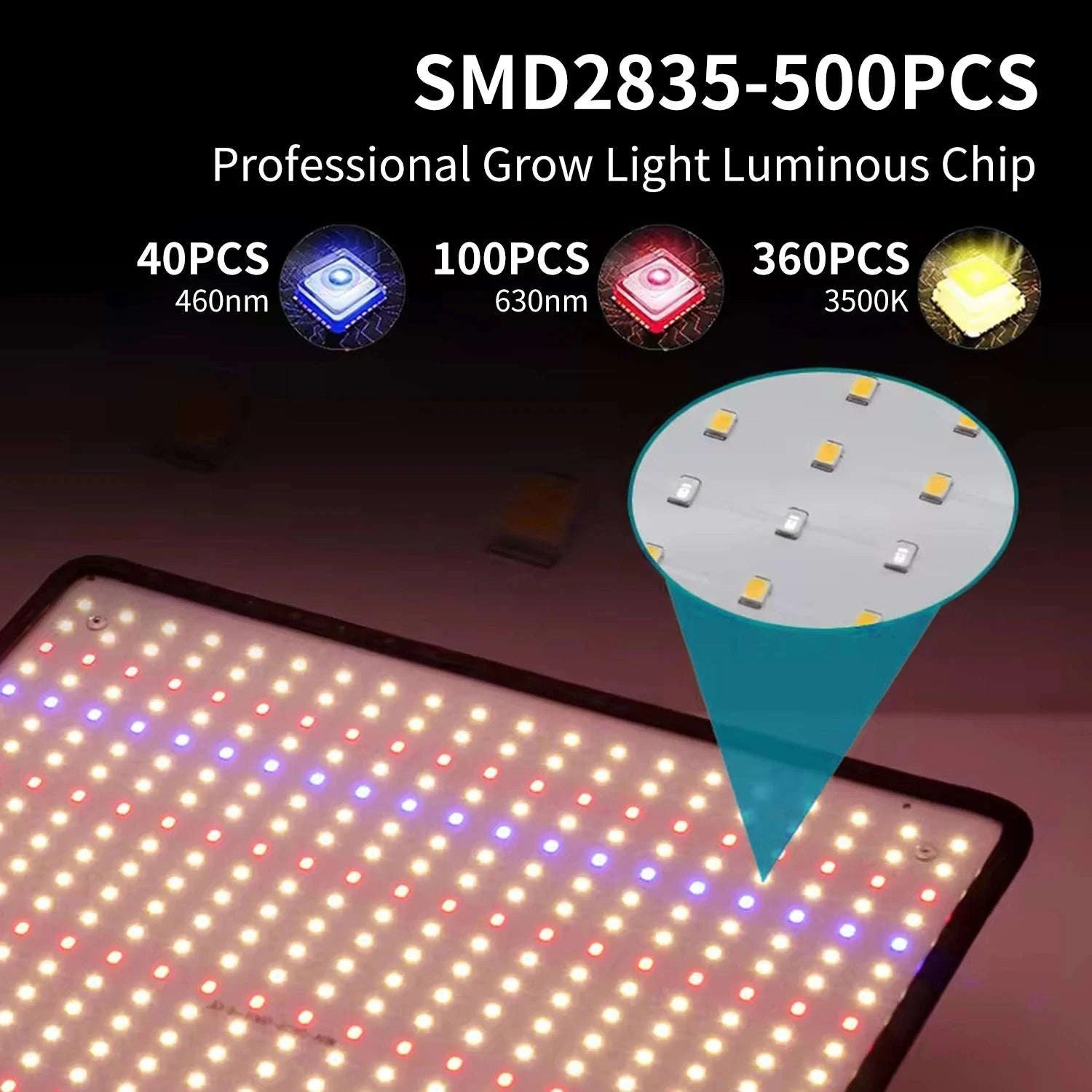 2PCS Full Spectrum LED Grow Lights 1200W Quantum Boards 1x1ft-2pcs / EU / 1200W|france