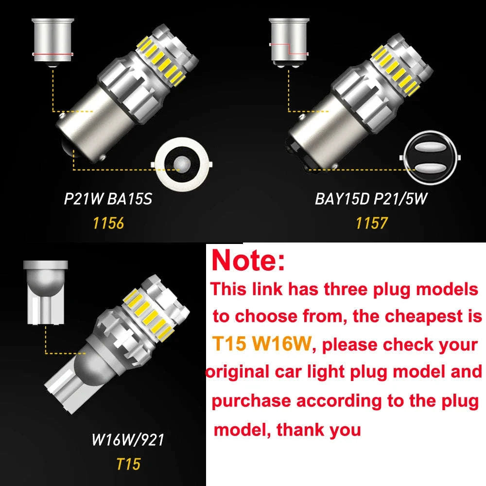 2pcs P21W LED Canbus Bulbs 6500K White-T15 W16W 921 912 / China Mainland / 6500K White