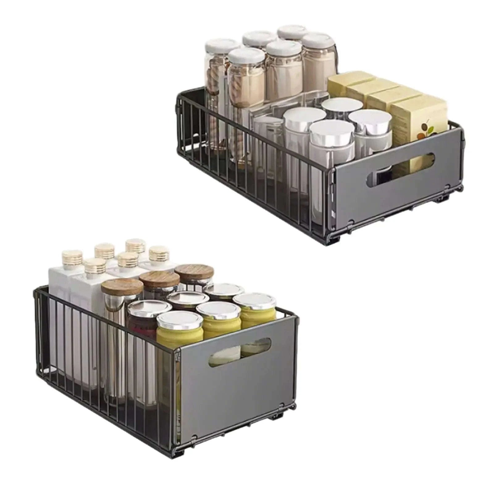 2PCS Pull Out Cabinet Organizer Rack Sliding Kitchen Storage-2pcs Tall / france