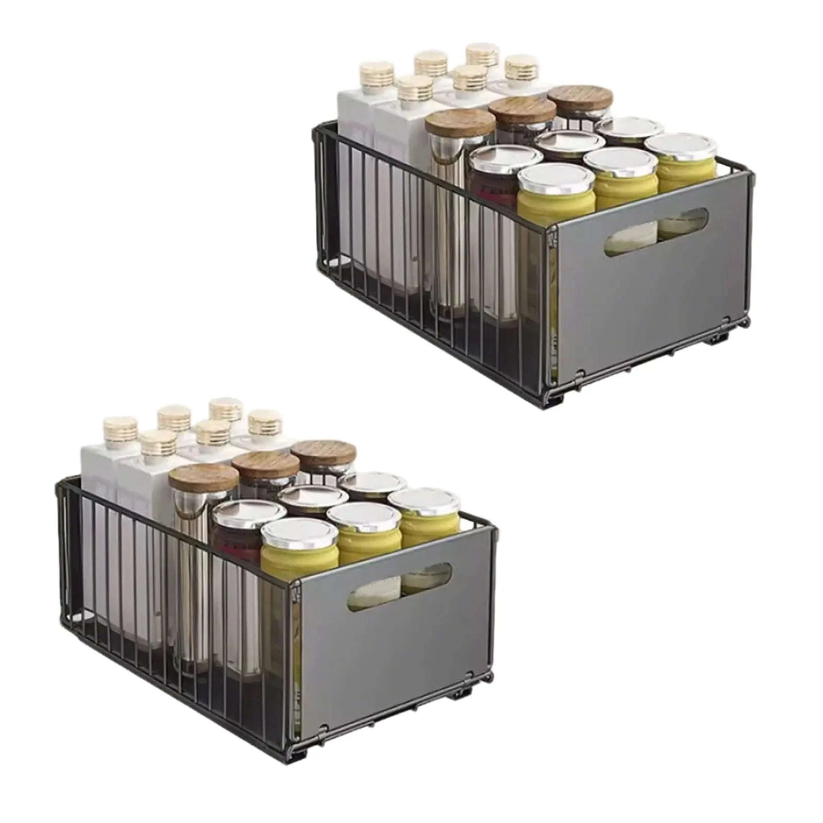 2PCS Pull Out Cabinet Organizer Rack Sliding Kitchen Storage-2pcs Tall / france