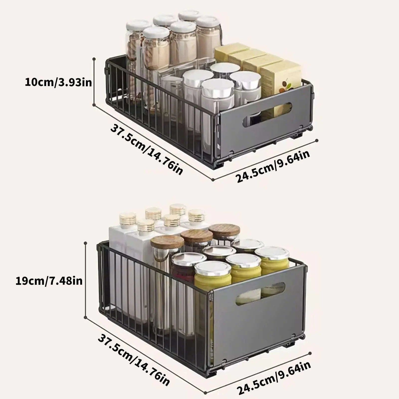 2PCS Pull Out Cabinet Organizer Rack Sliding Kitchen Storage-2pcs Tall / france