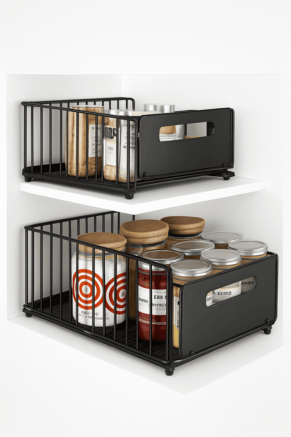 2PCS Pull Out Cabinet Organizer Rack Sliding Kitchen Storage-2pcs Tall / france
