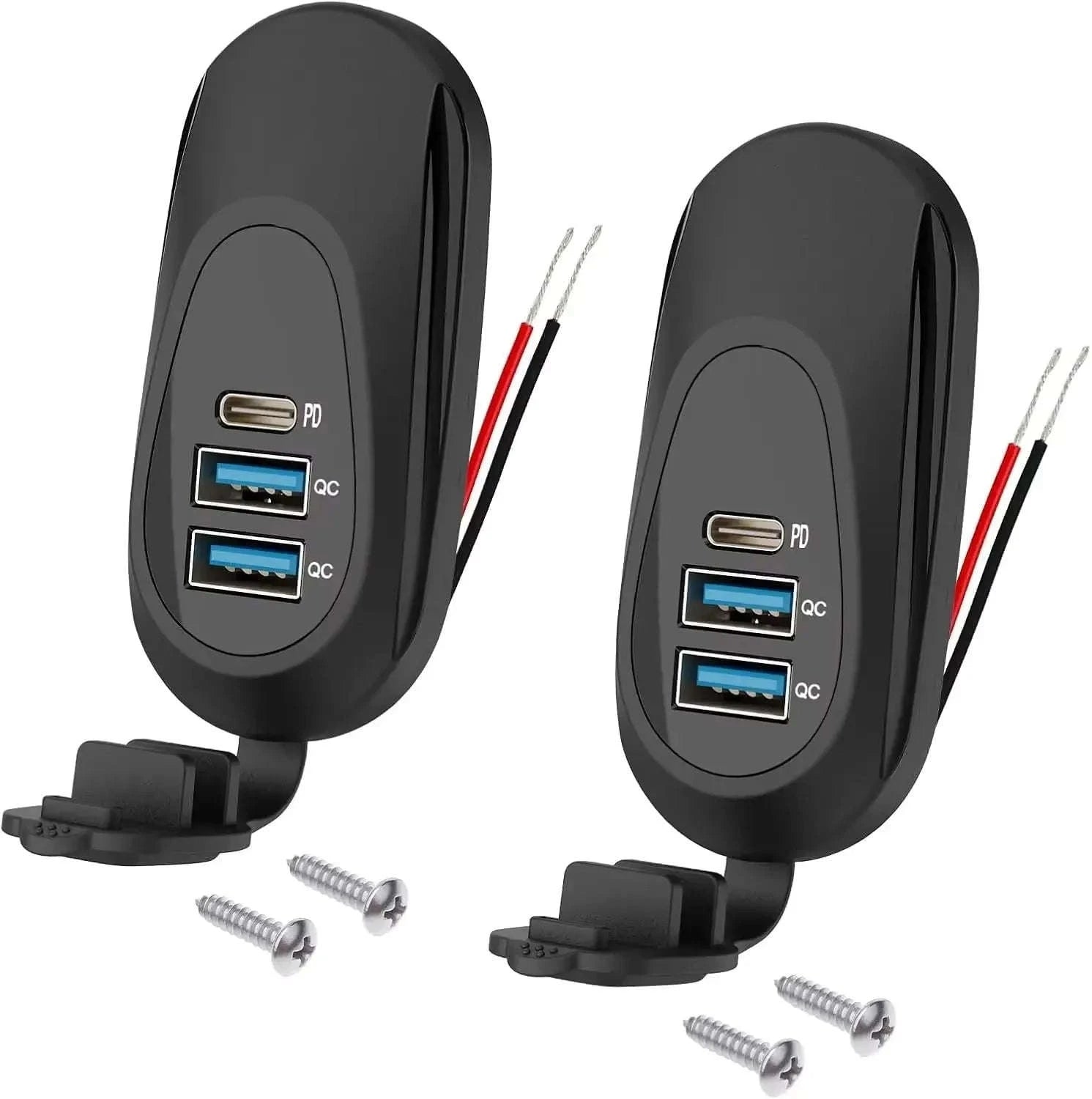 2PCS RV USB Outlet with Dual QC3.0 USB-A and PD3.0 USB-C-2PCS