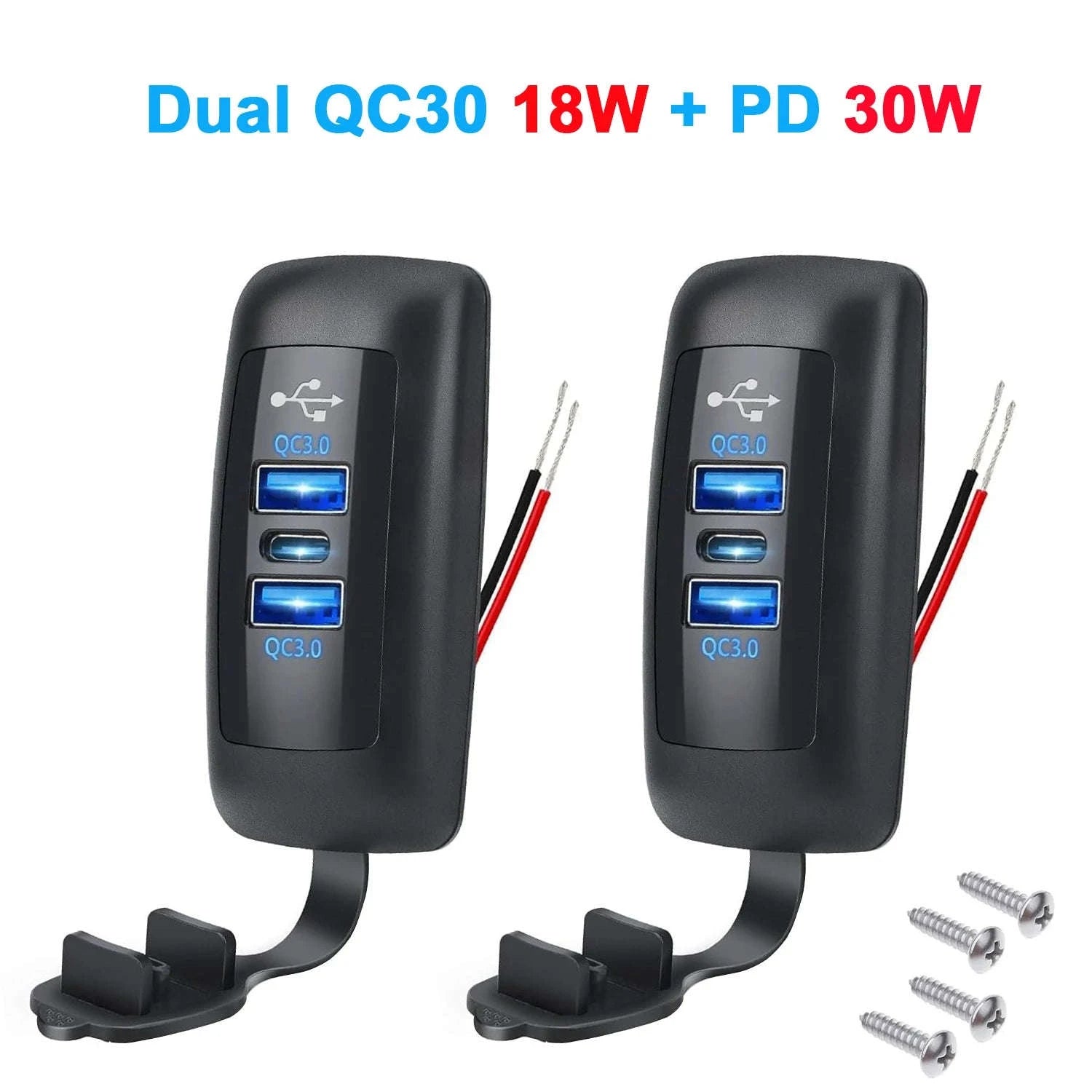 2PCS RV USB Outlet with Dual QC3.0 USB-A and PD3.0 USB-C-2PCS
