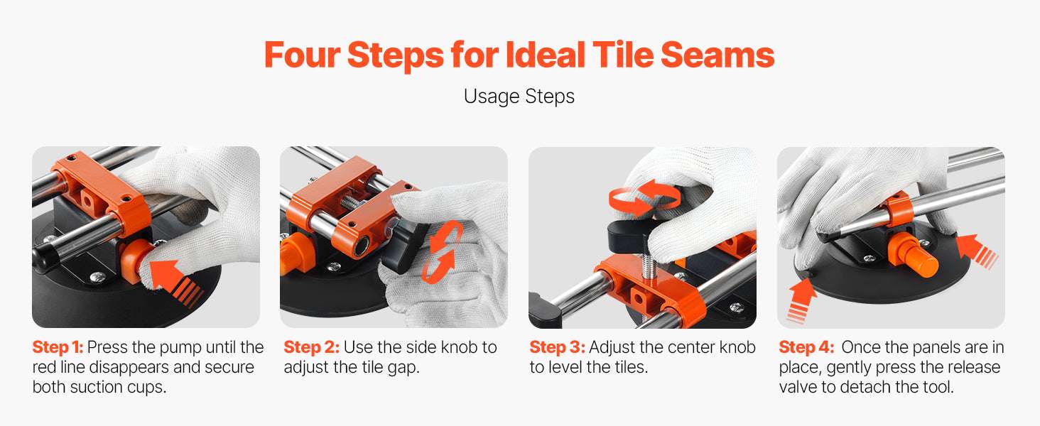 2PCS Seam Setter with 6in Vacuum Cups for Tile & Stone Leveling-2 Packs / CZECH REPUBLIC