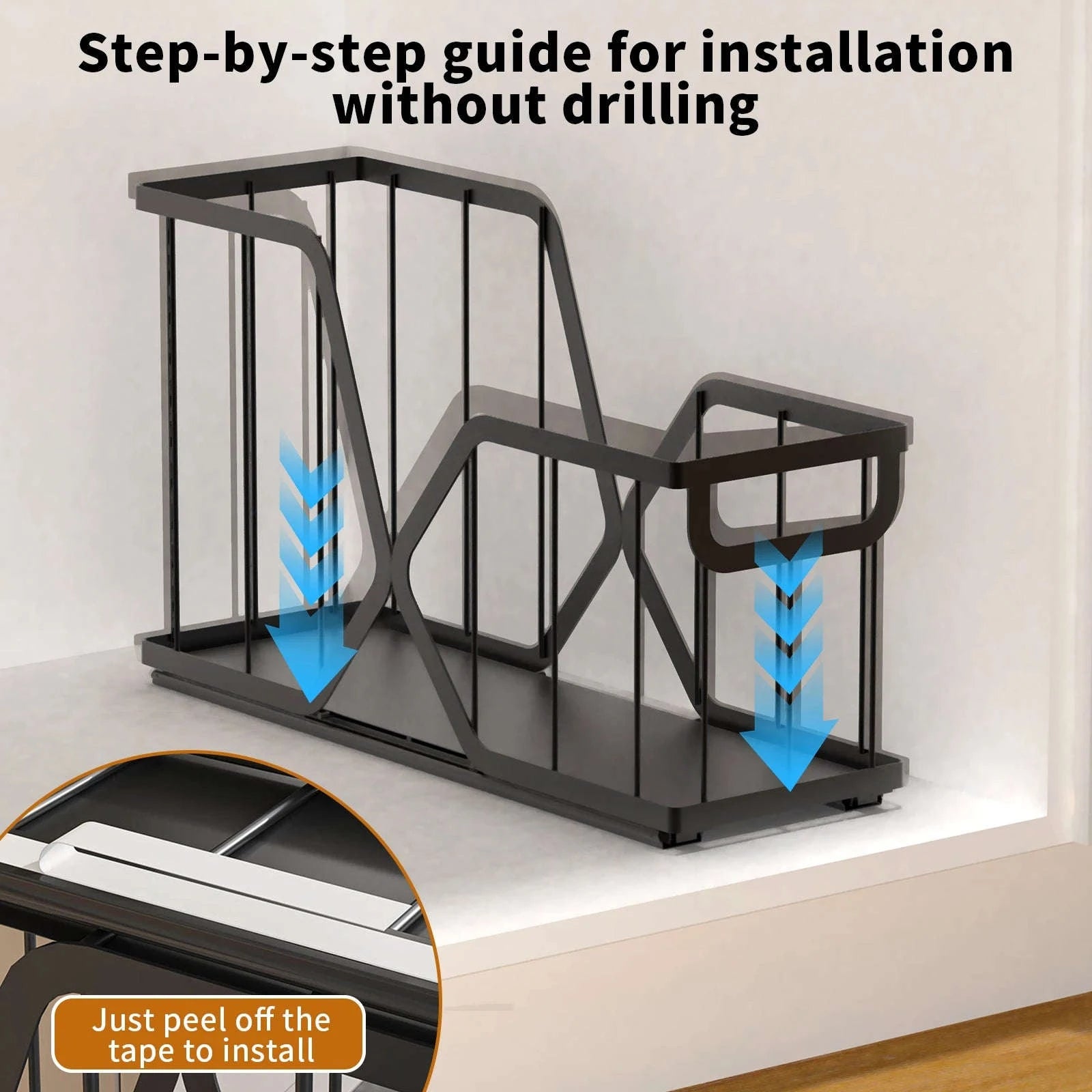 2pcs Slim Pull-Out Cabinet Organizer 14cm Narrow Storage Rack-a set / france