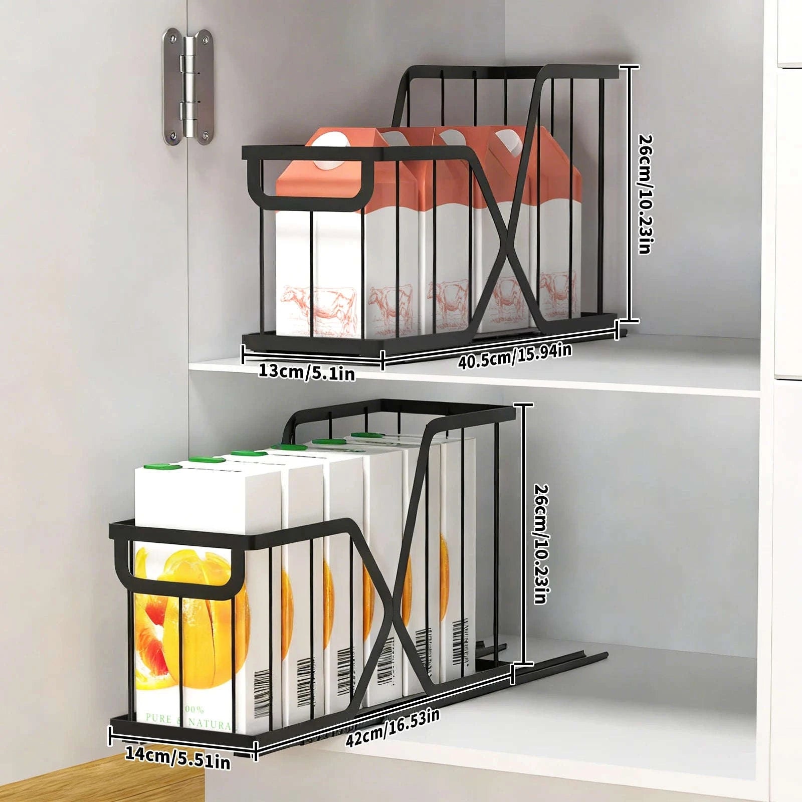 2pcs Slim Pull-Out Cabinet Organizer 14cm Narrow Storage Rack-a set / france