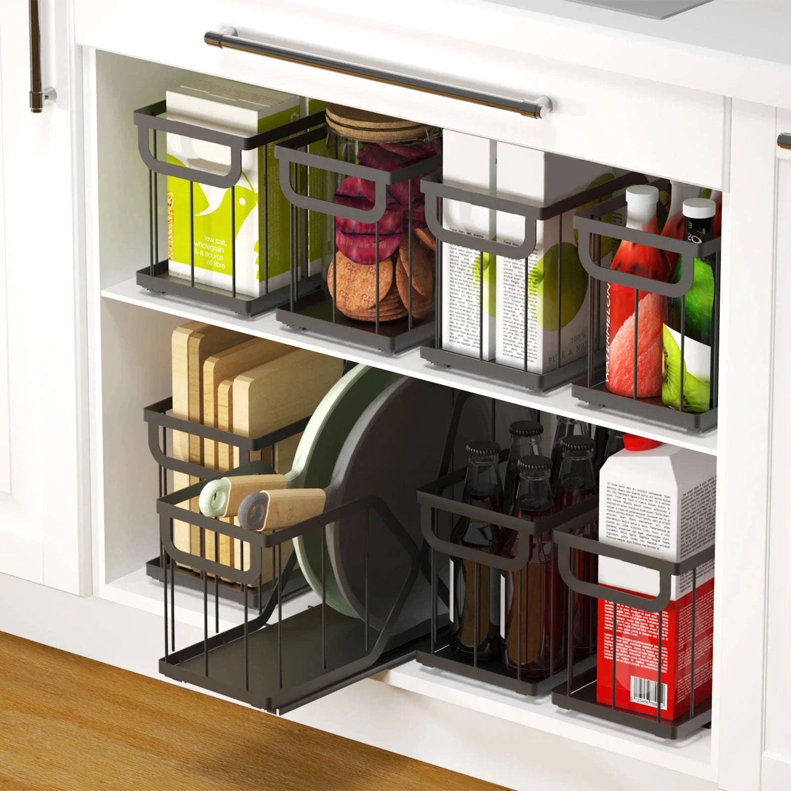 2pcs Slim Pull-Out Cabinet Organizer 14cm Narrow Storage Rack-a set / france