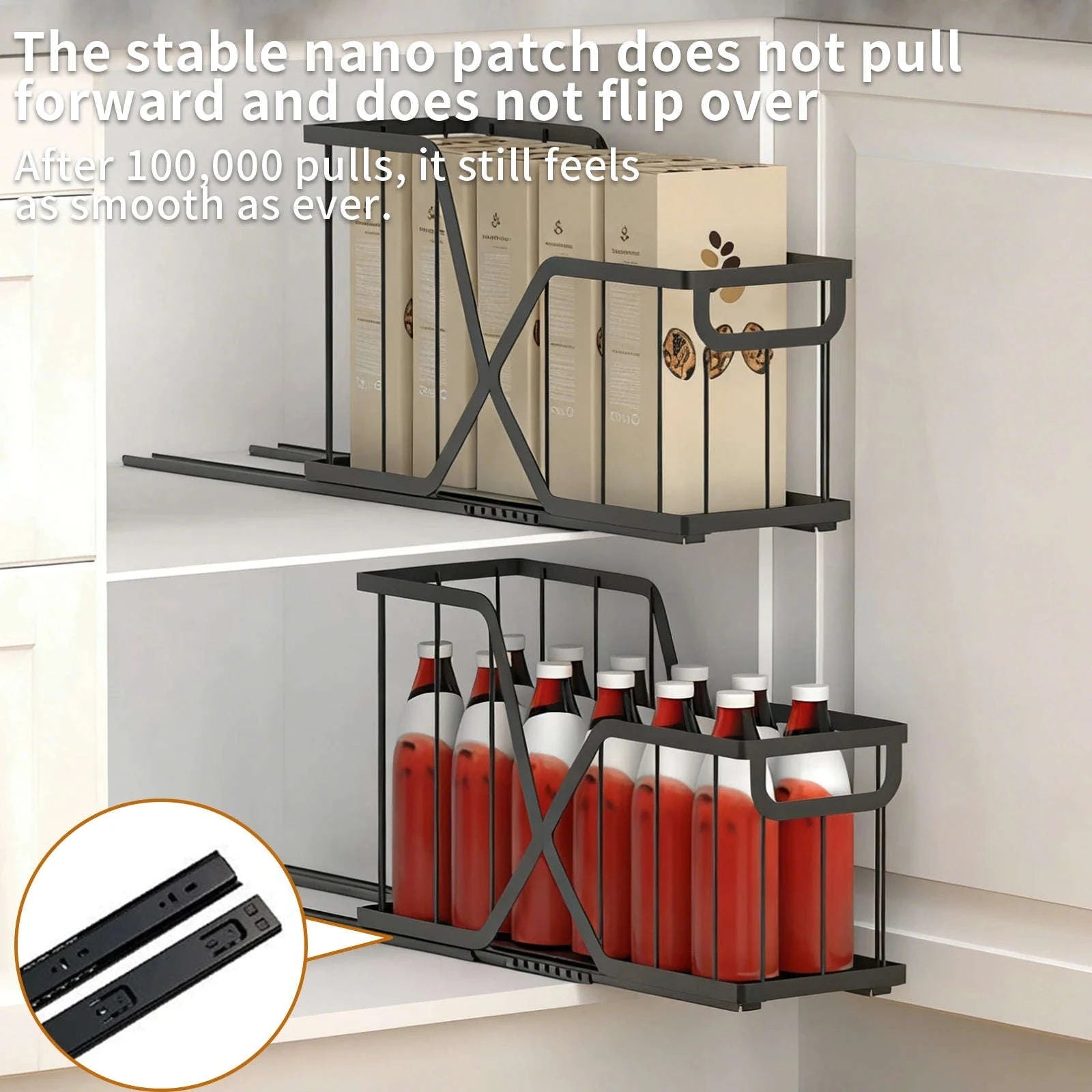 2pcs Slim Pull-Out Cabinet Organizer 14cm Narrow Storage Rack-a set / france