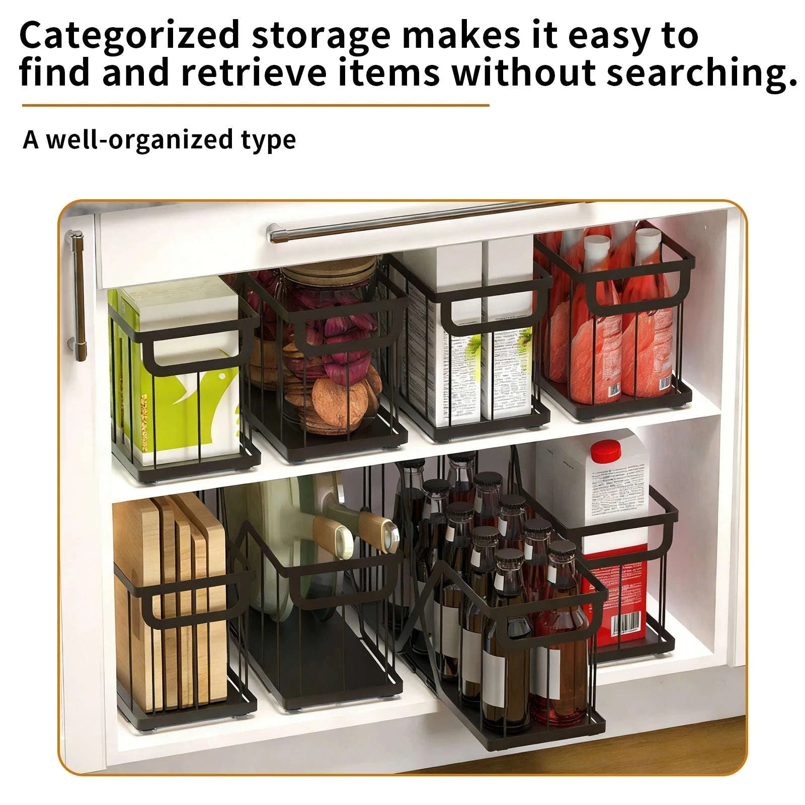 2pcs Slim Pull-Out Cabinet Organizer 14cm Narrow Storage Rack-a set / france