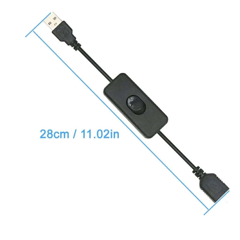 2PCS USB Cable Extension with ON/OFF Switch Toggle-2 Pcs Black